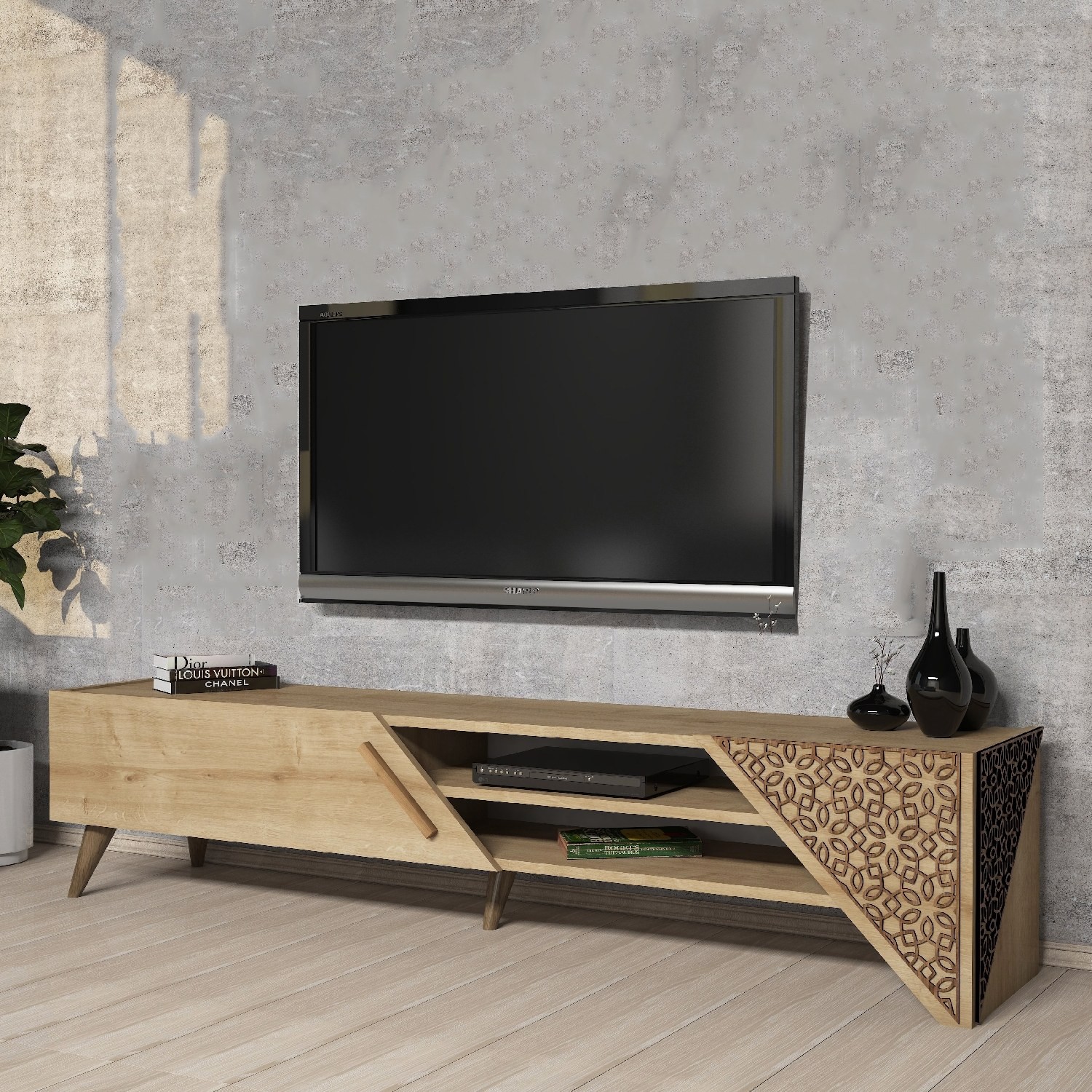 Hanah home TV Komoda Beryl 2 Hrast
