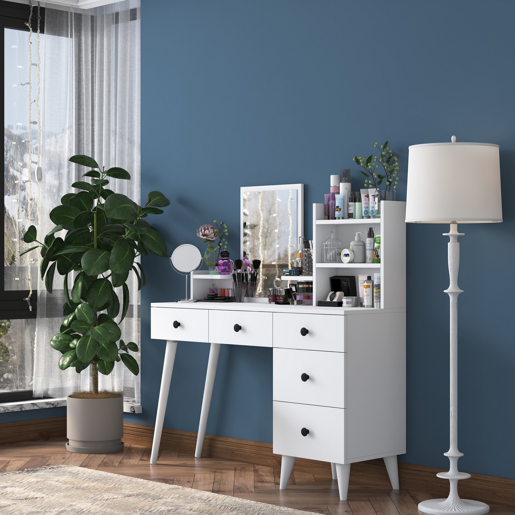 Hanah Home Stol za šminkanje 22,2x93,8x40cm Bijeli