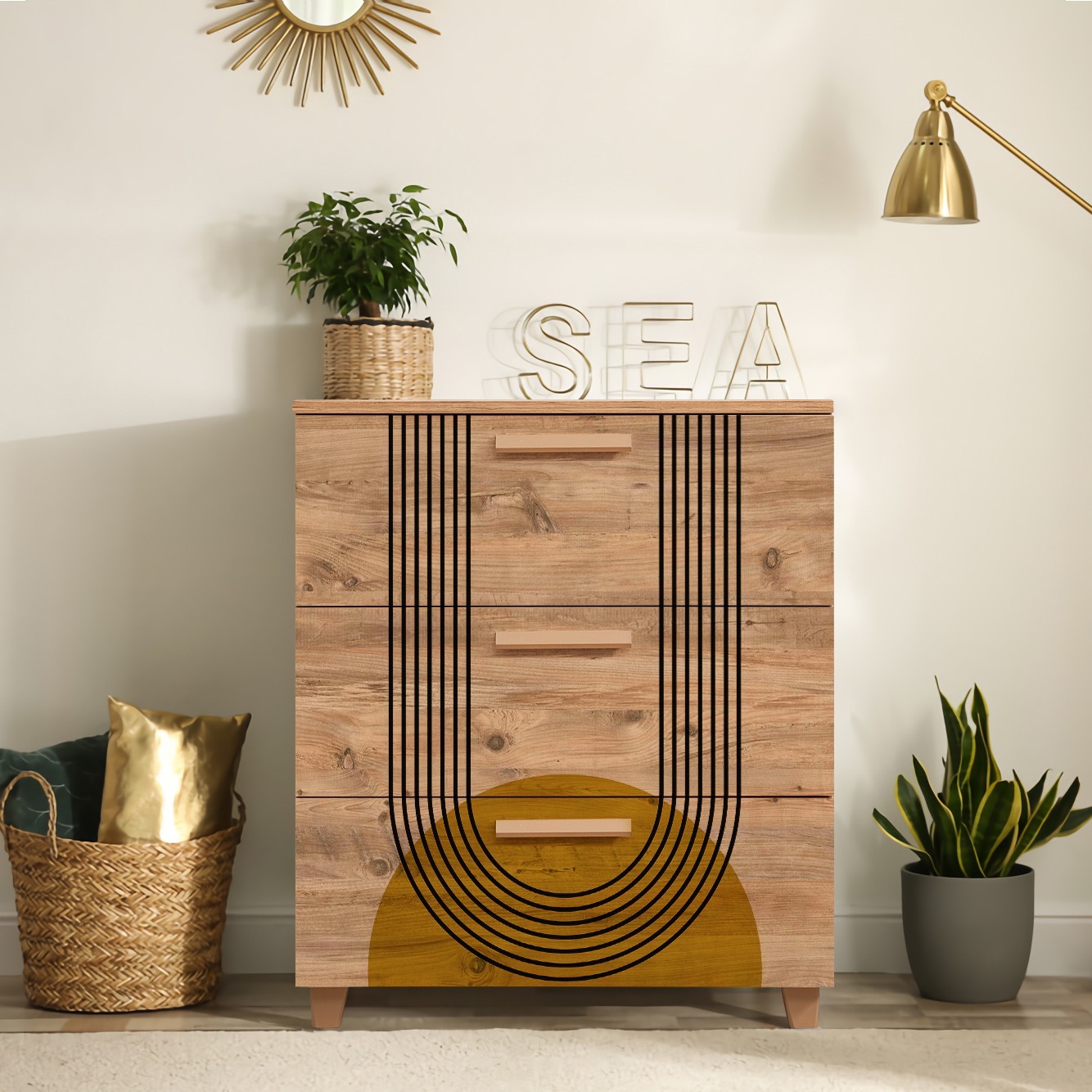 Hanah Home Commode Leva Gravis Sun 80x95x43cm bež