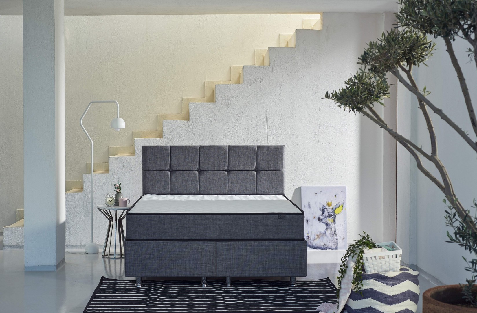 Hanah Home Madrac 140x24x190cm Bijelo-Sivi