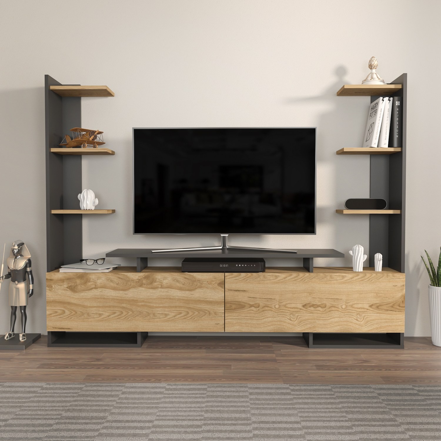 Hanah home TV komoda Ava hrast-crna
