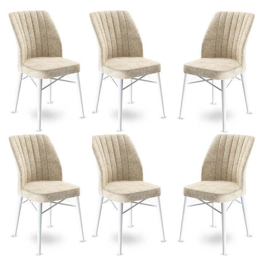 Hanah Home Set od 6 trpezarijskih stolica Flex krem-bijele boje
