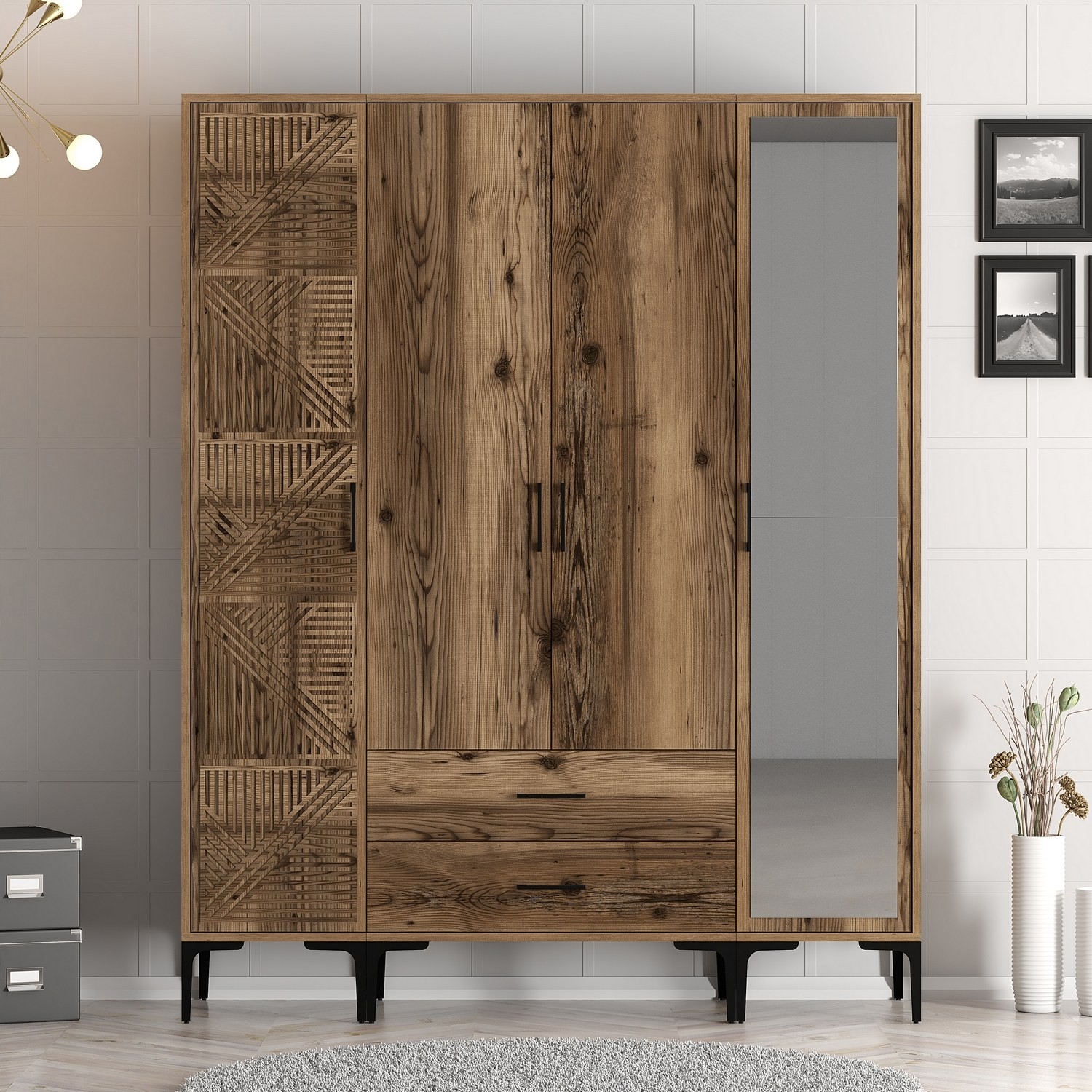 Hanah kućni ormar Kumsal PTR 160x47,5x201cm Orah