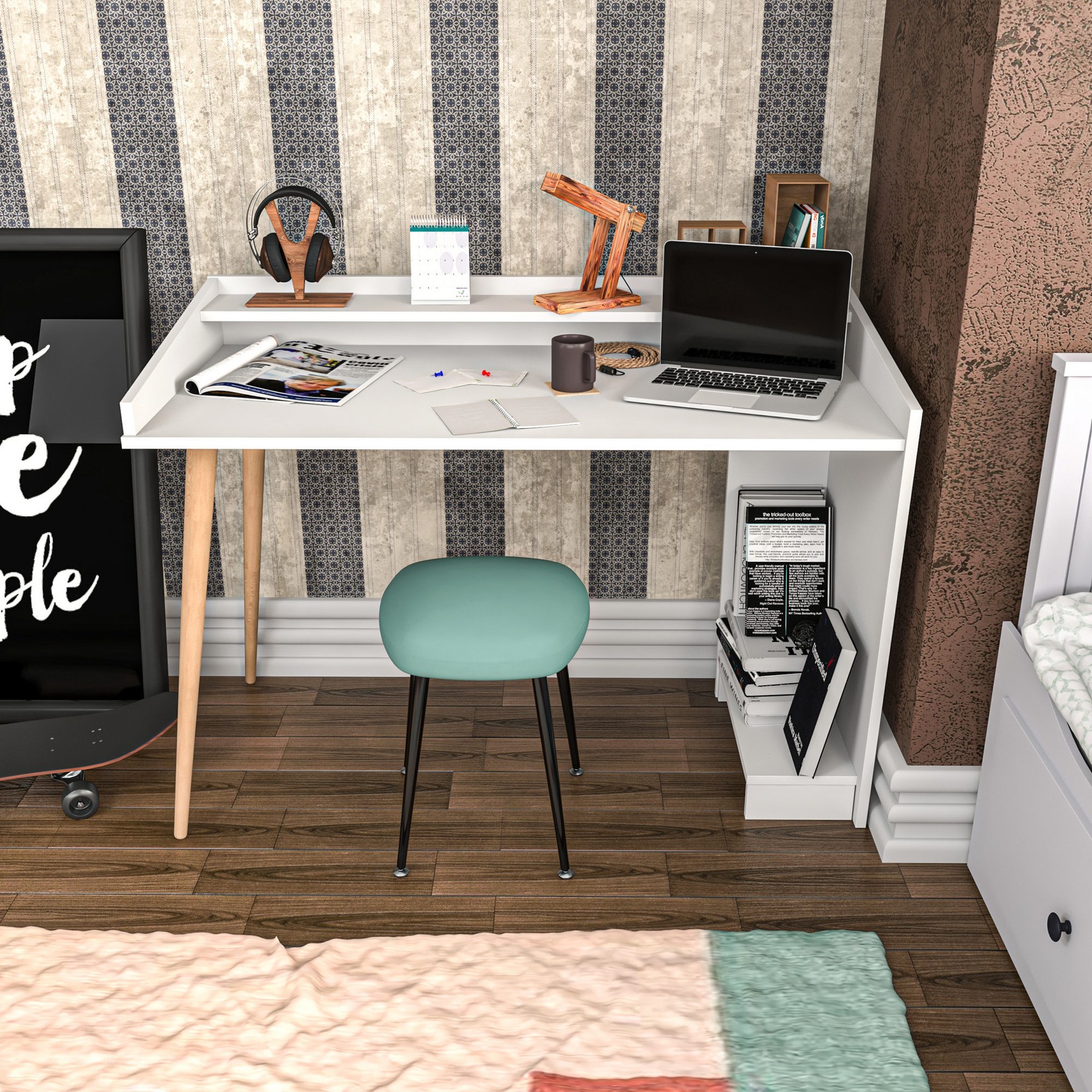 Hanah home Radni sto 121,8x88,3x59cm Bijeli