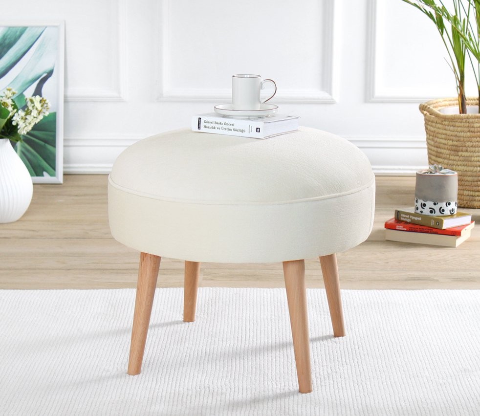 Atelier del Sofa Tabure 52x44cm, Krem