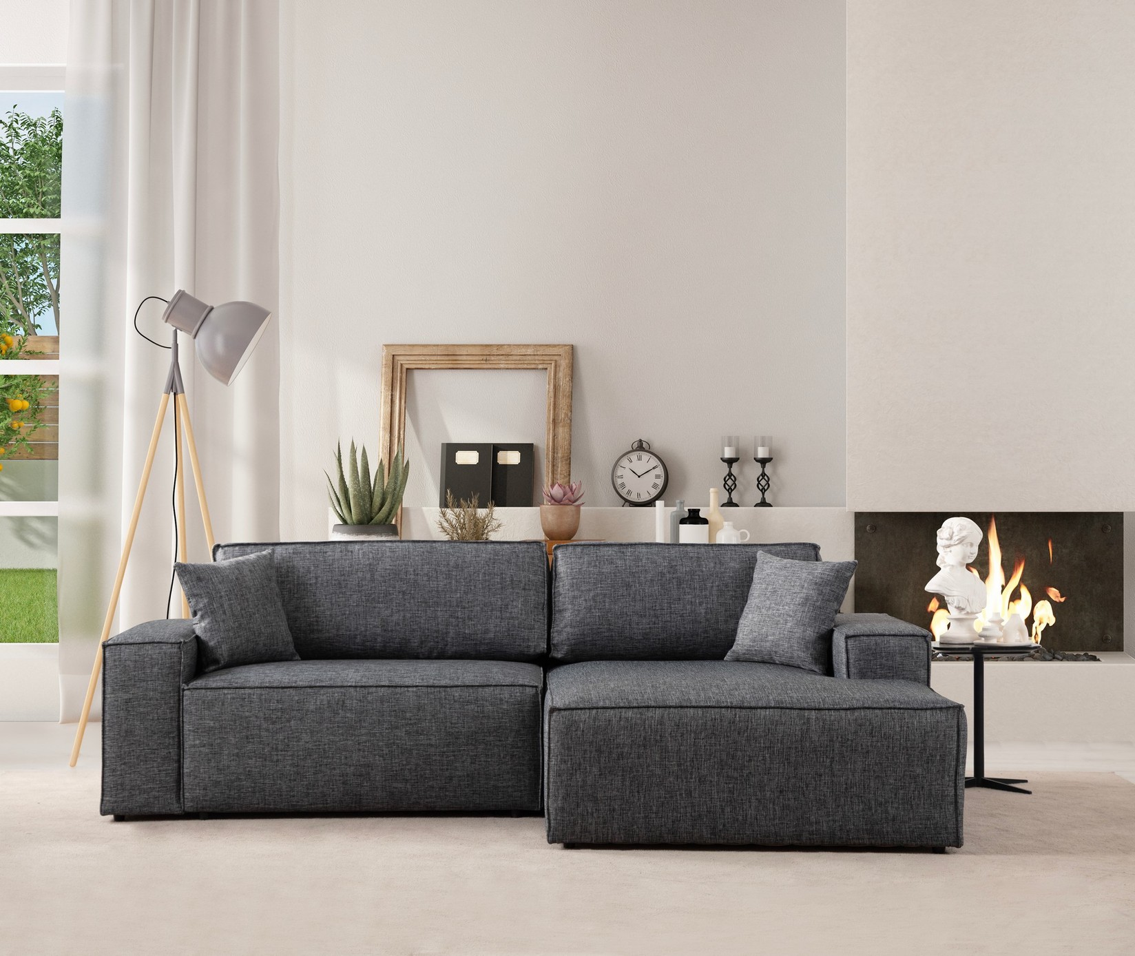 Atelier del Sofa Kutna sofa Pirlo 145x43x206cm Tamno siva