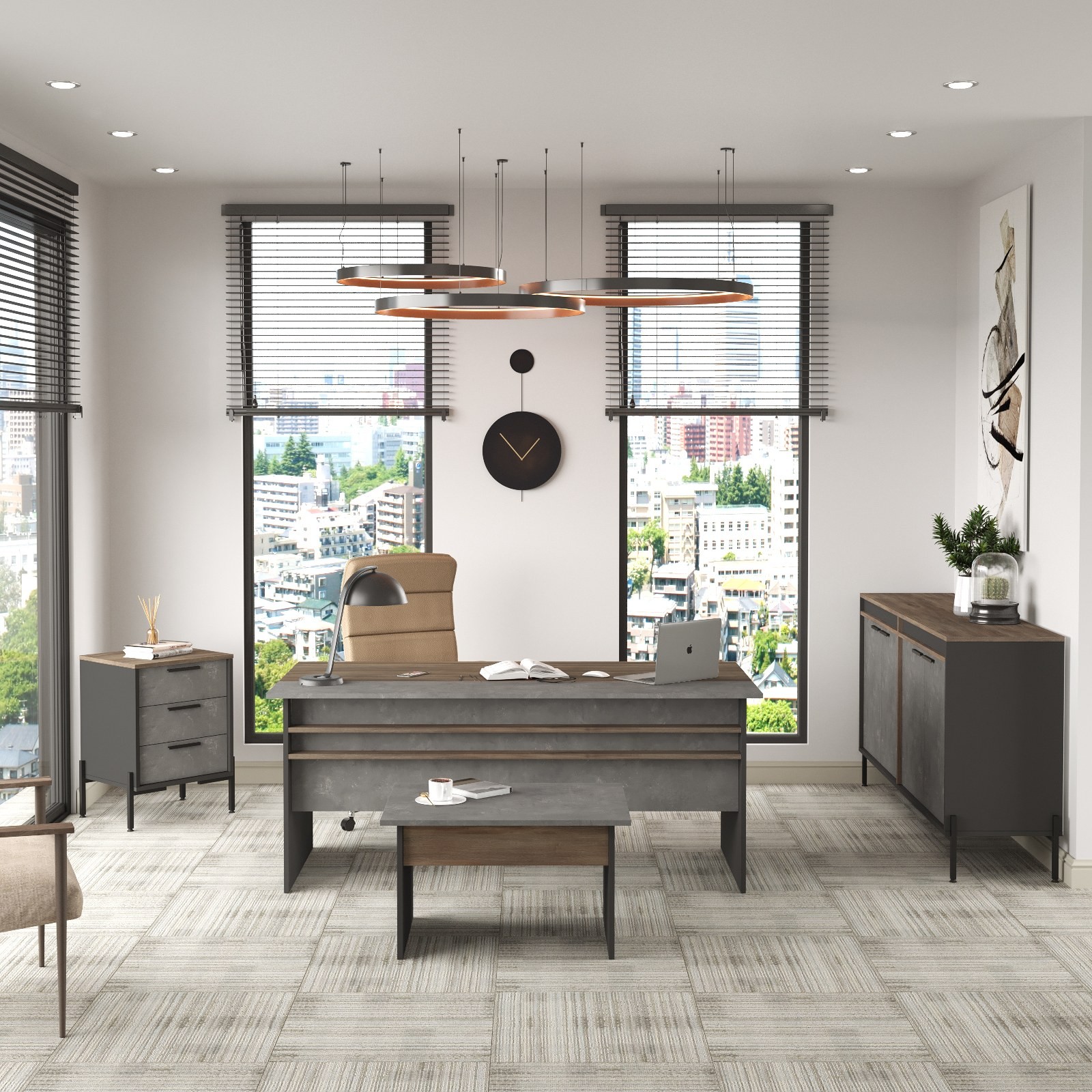 Hanah set za kućnu kancelariju, srebrno-antracit