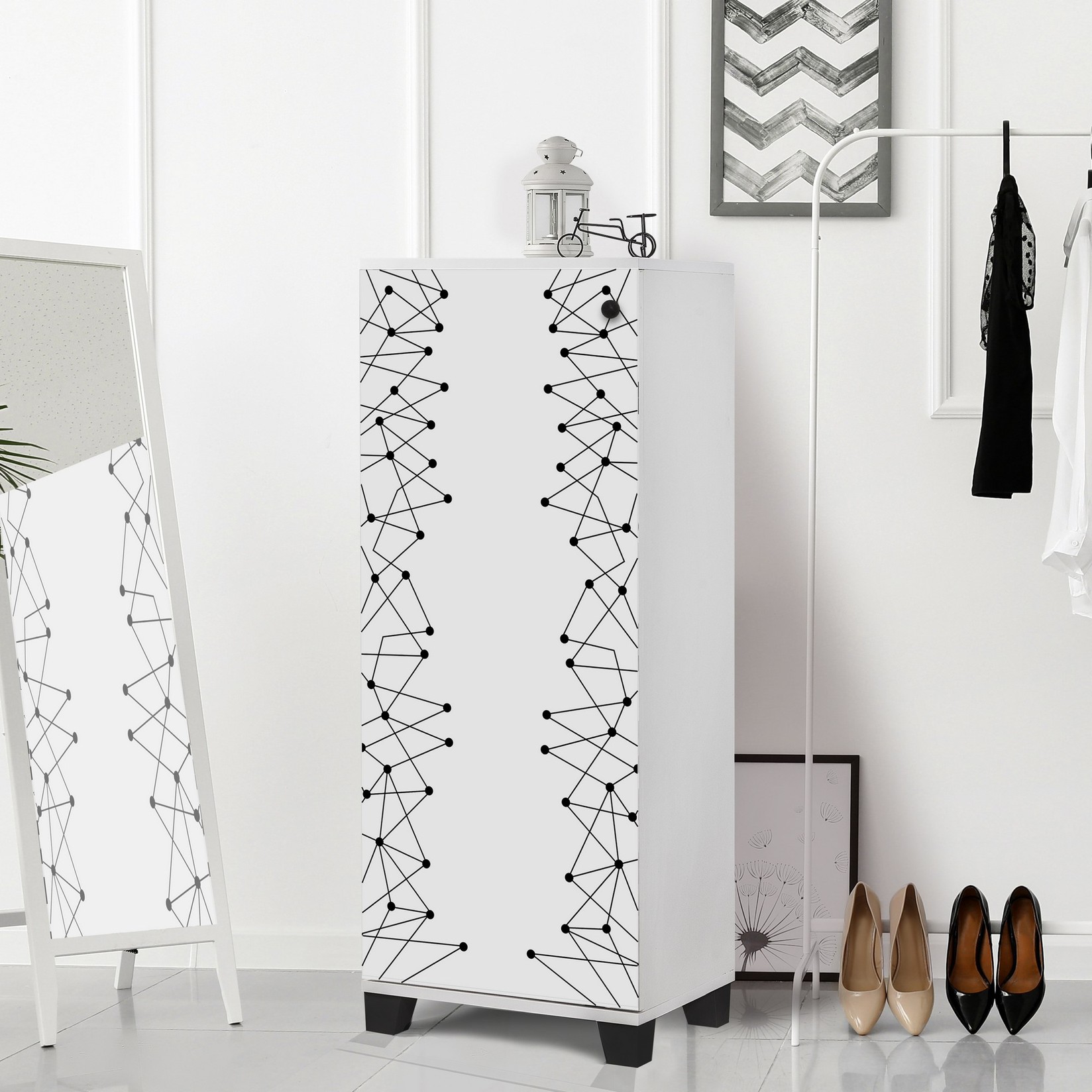 Hanah home Stalak za cipele 50x127x38cm Bijelo-crni