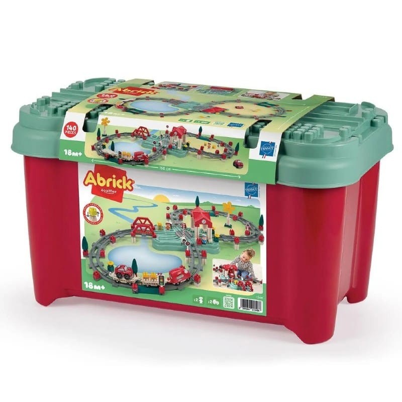 Ecoiffier Igračka vozić set abric SM001348, 140 kom, Zeleno-crvena