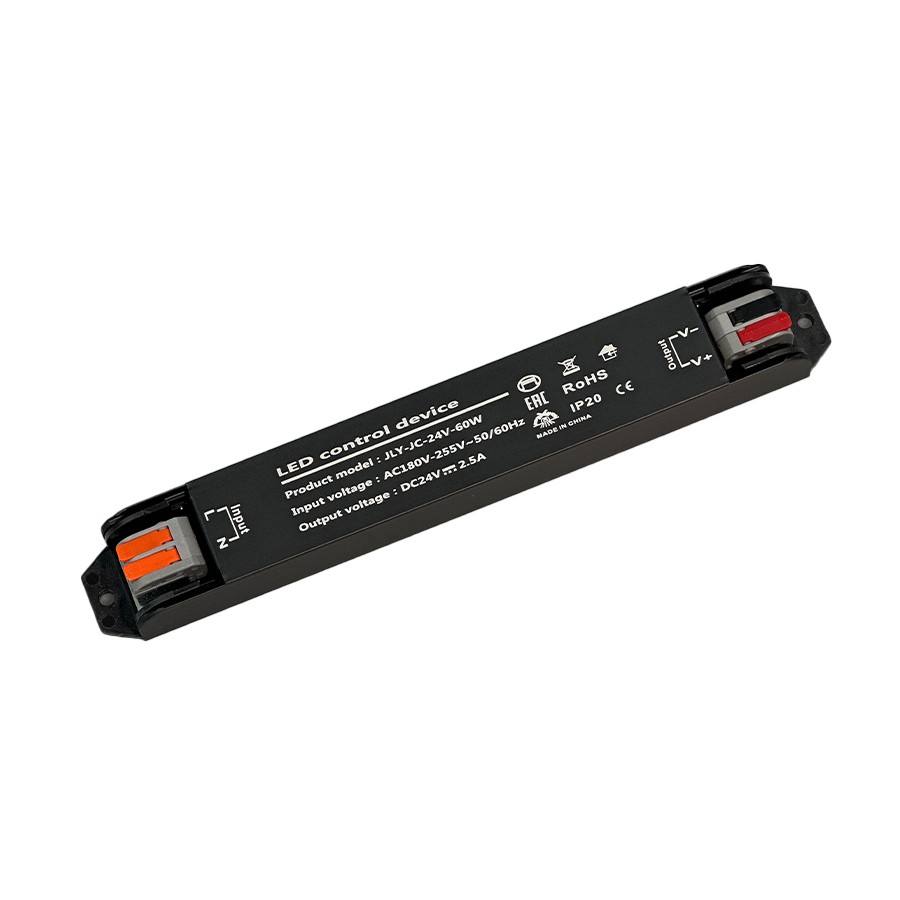 E-LIGHT Transformator Slim SL-60W, 24V, Crni