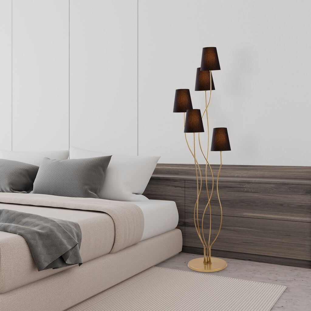 Opviq Podna lampa Bonibon-13242, 44 x 44 x 160 cm 5 x E14, Zlatne boje