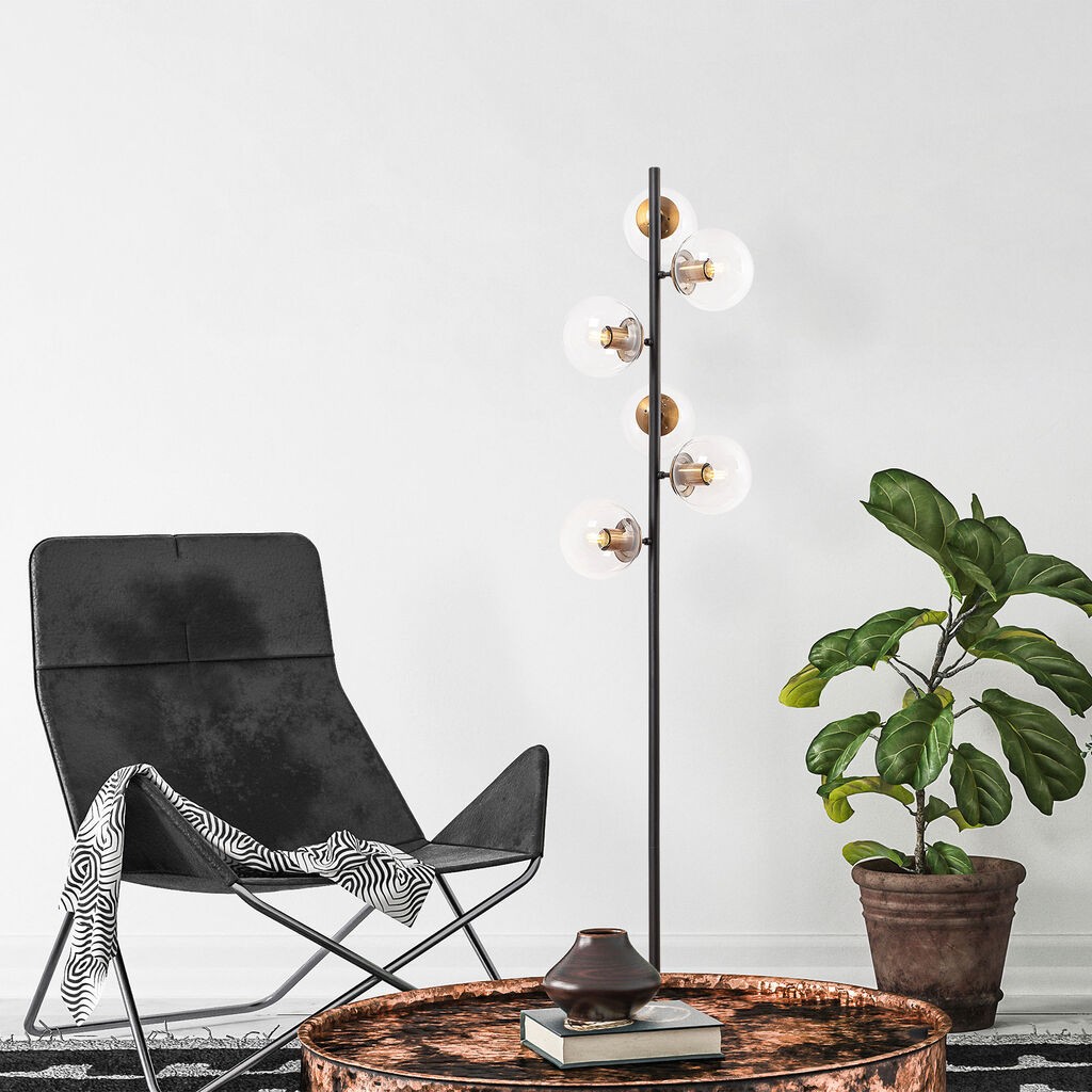 Opviq podna lampa Fazli-10515, 35 x 22 x 163 cm, 6 x E14, crna