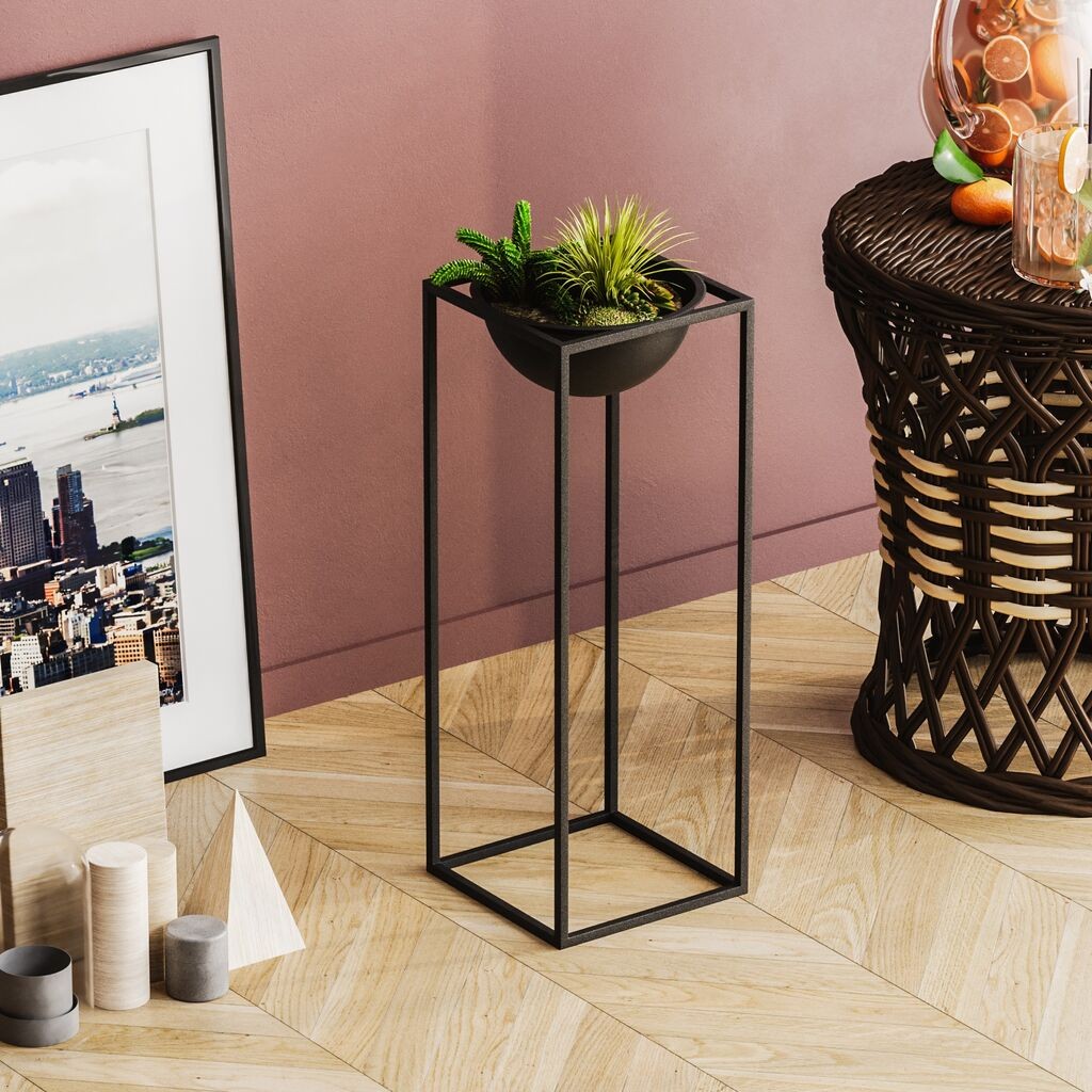 Aberto Design Dekorativna saksija GED-021, 22x60 cm, O 20 cm,, Crna