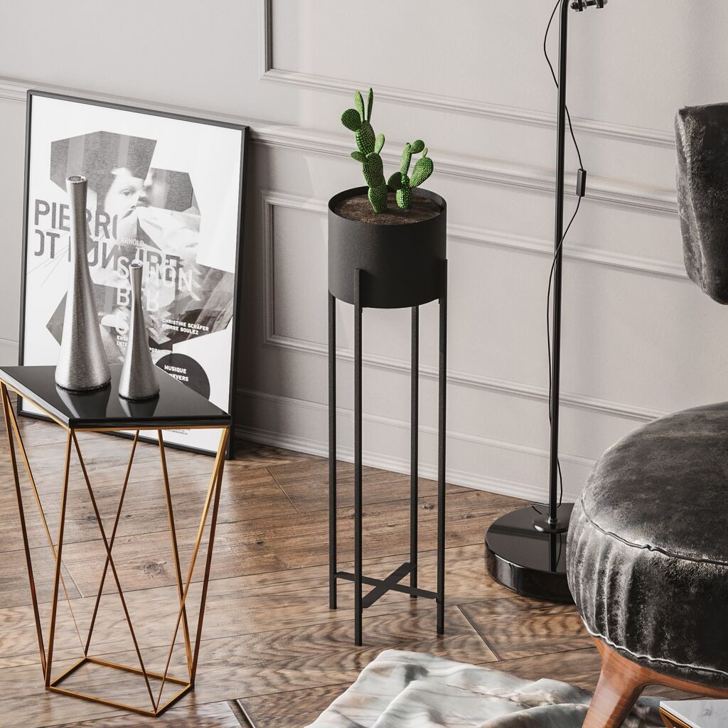 Aberto Design Ukrasna saksija GED-025, 23x78x23 cm, O 20 cm,, crna