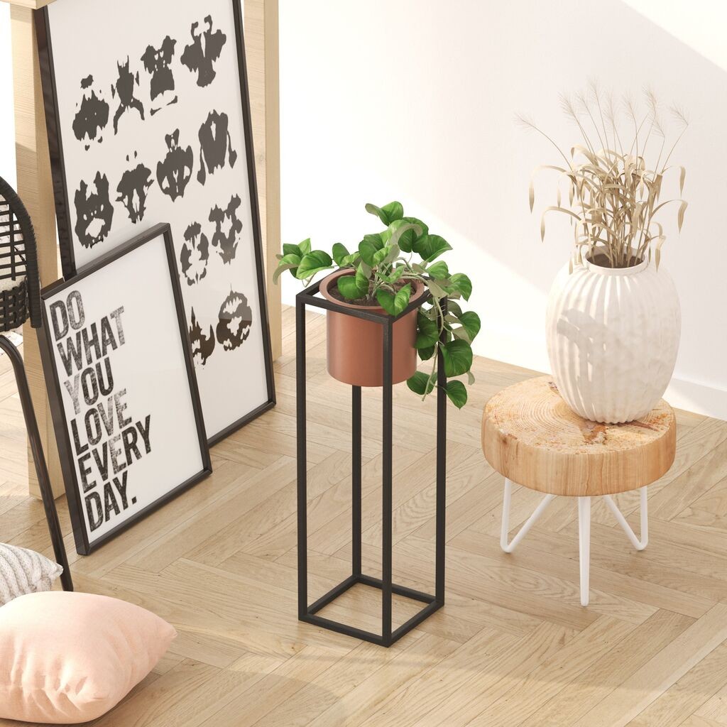 Aberto Design Dekorativna saksija GED-023-B, 15x50 cm, Crna-terakota