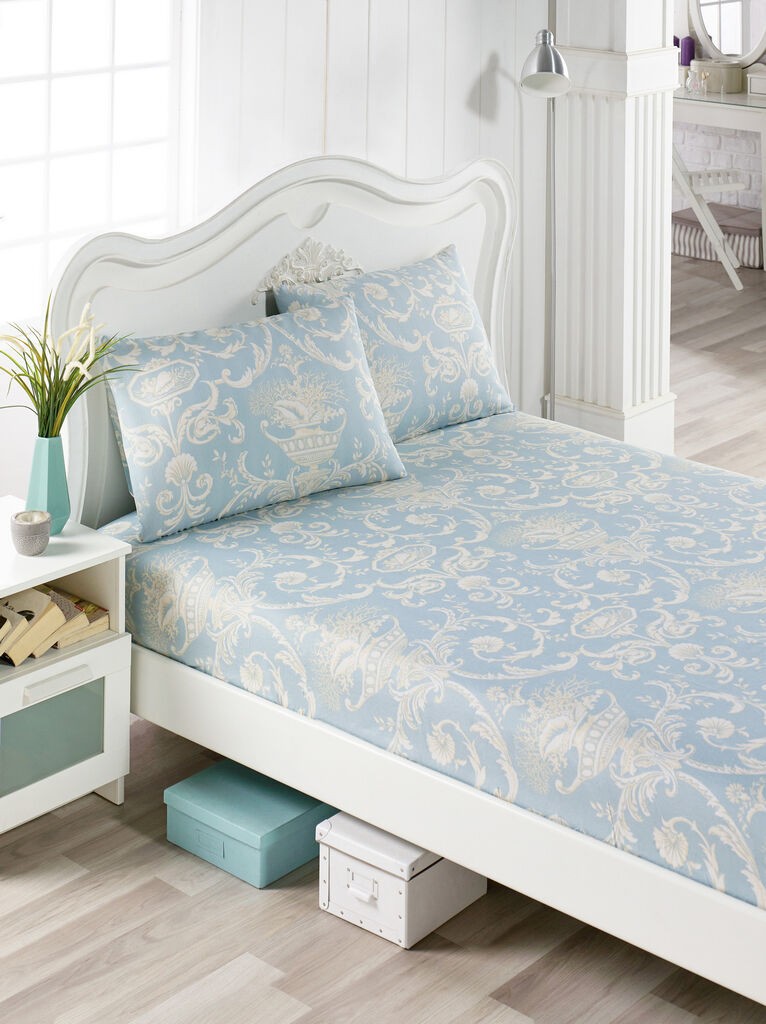 L'essentiel Maison Set posteljine i 2 jastučnice Tuval, 160x200+20 cm, Plavo-krem