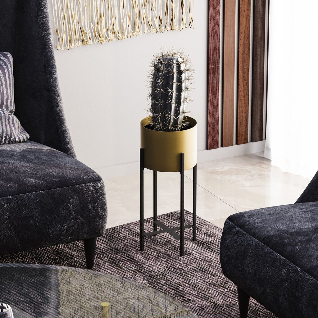 Aberto Design Dekorativna saksija GED-026-A, 23 cmx48 cm, Crna i zlatna