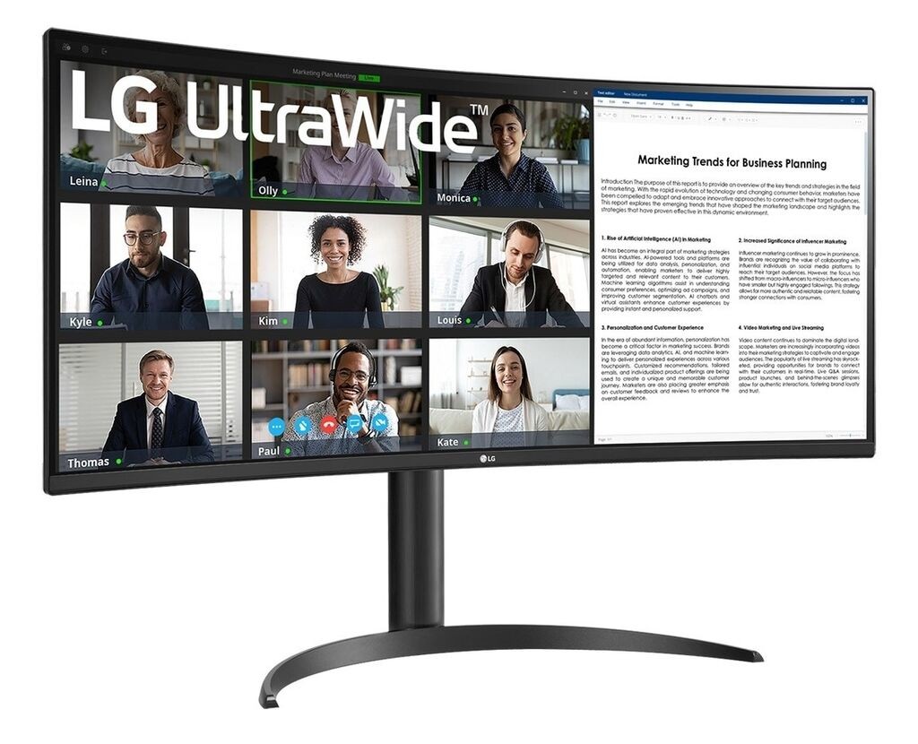 LG UltraWide zakrivljeni monitor, 34", VA, WQHD 3440x1440, 300cd, 100Hz, 5ms, HDMI, DP, Tip-C, HAS, Tilt,