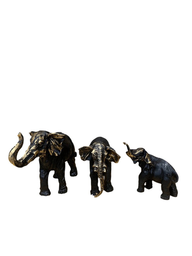 Milleryt Set od 3 deokrativne figure, Slon, zlatne boje
