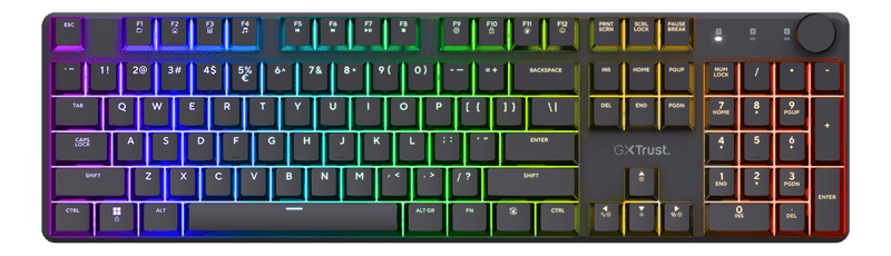 Trust Gaming mehanička tastatura GXT868 Torix, US layout, Bežična, RGB, Crna