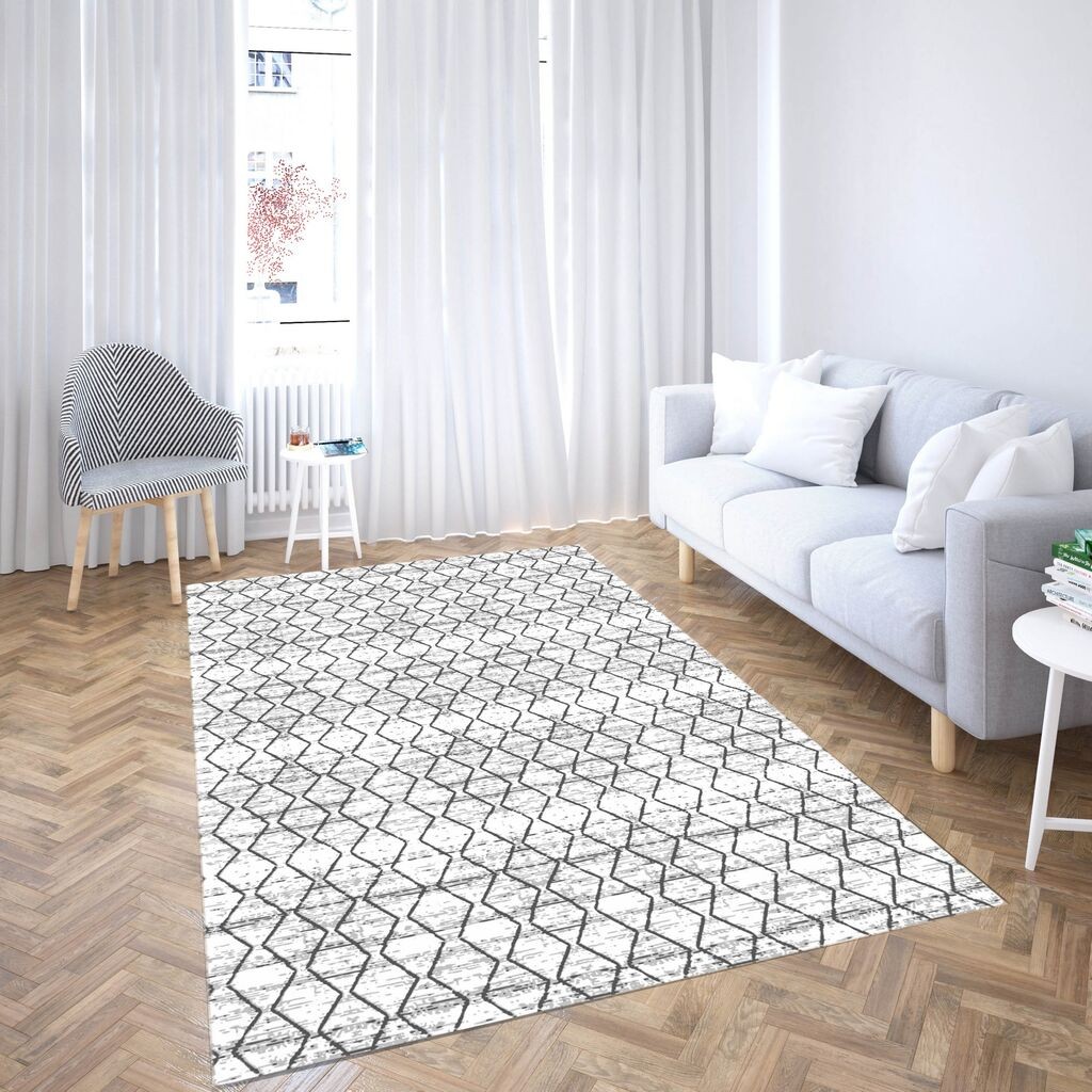 Conceptum Hypnose Tepih CG_70, Pravougaoni, 100 x 140 cm, Sivo-Bijeli