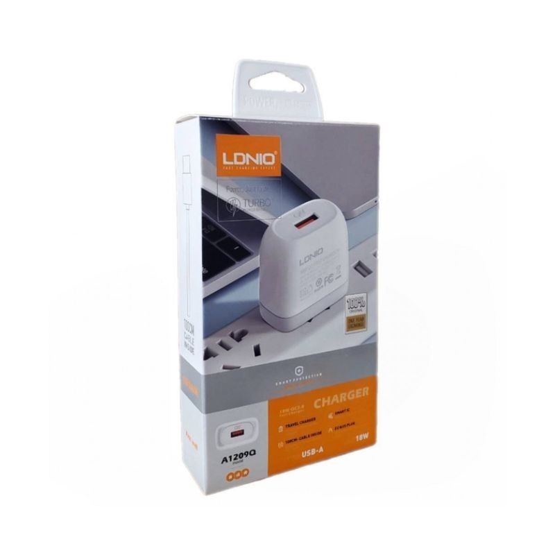 Ldino Kućni punjač A1209C QC, 18W, USB C, Bijeli + Kabl, USB-C