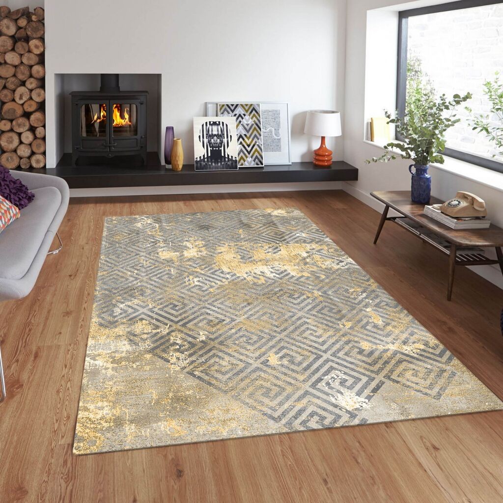 Conceptum Hypnose Tepih Cg58, Pravougaoni, 100 x 180 cm, Krem-sivi