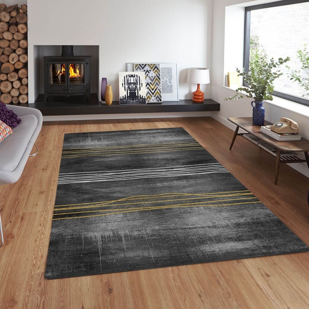 Conceptum Hypnose tepih Cg41, pravougaoni, 100 x 180 cm, sivo-zlatna boja