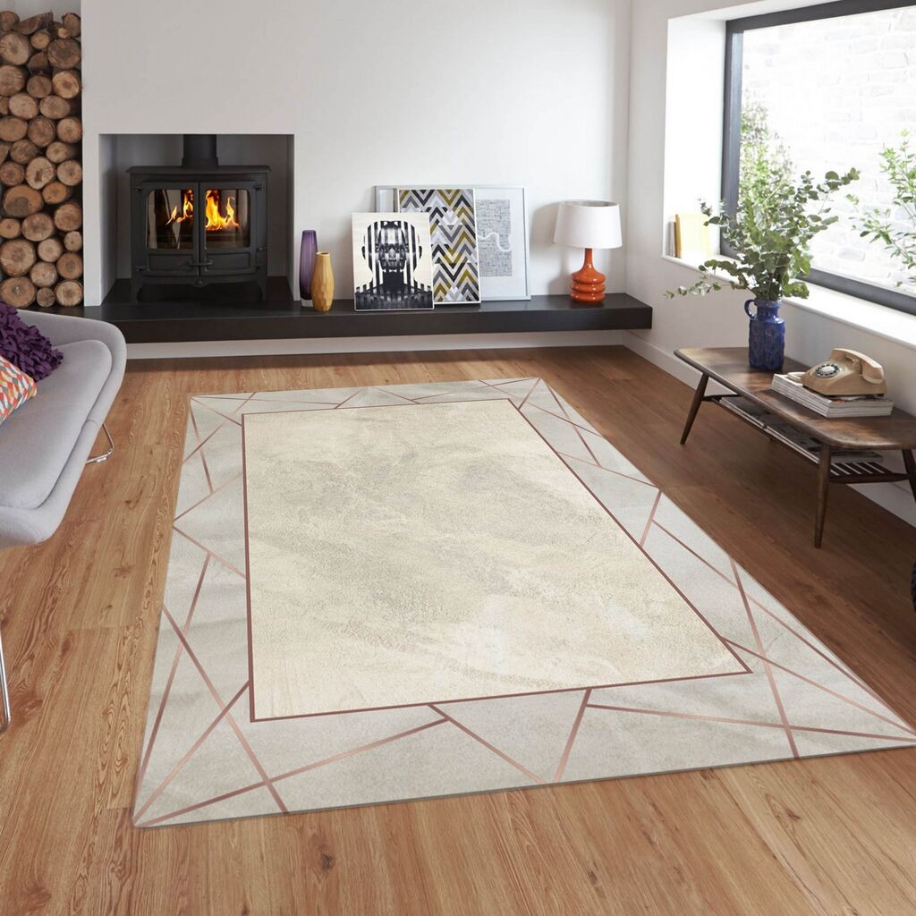 Conceptum Hypnose Tepih Cg44, Pravougaoni, 100 x 140 cm, Krem-sivi