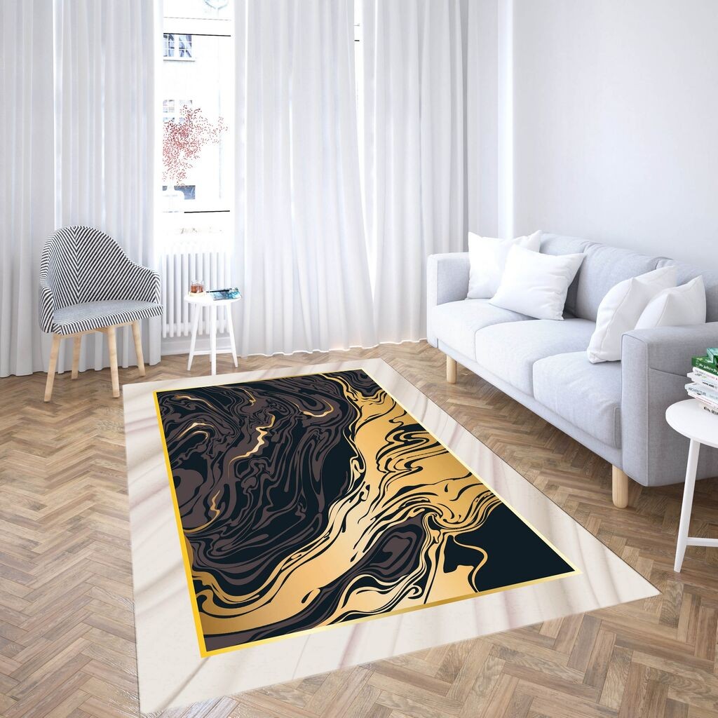 Conceptum Hypnose tepih CG_107, Pravougaoni, 100 x 140 cm, Crna i zlatna boja