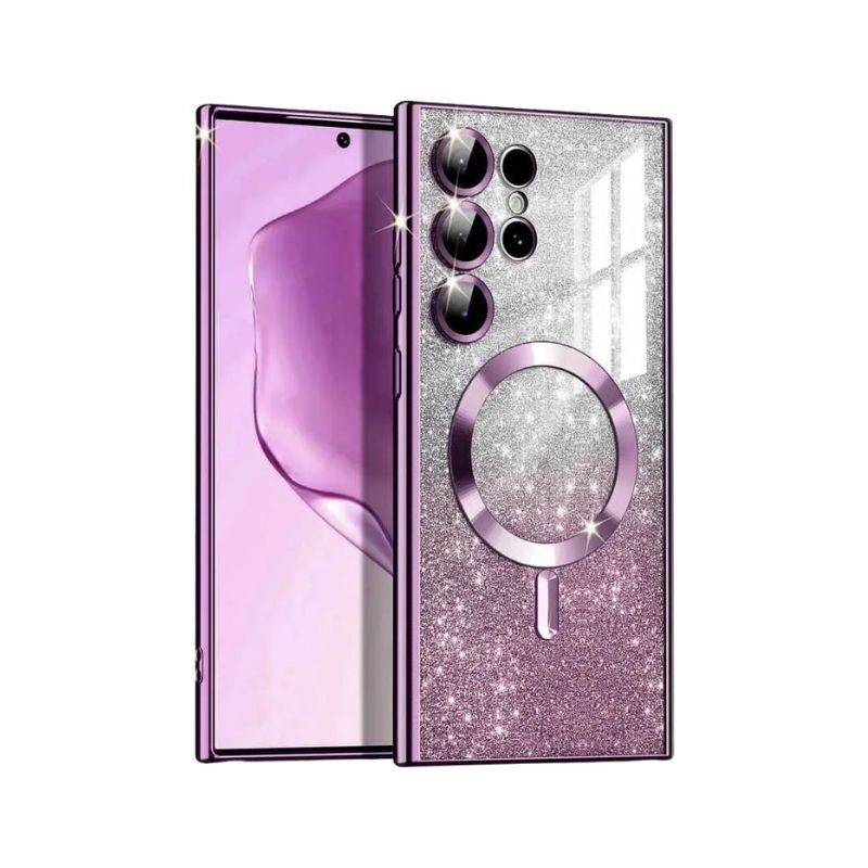 Maska za mobilni telefon Samsung S25 Ultra, MagSafe, Glitter, Ljubičasta