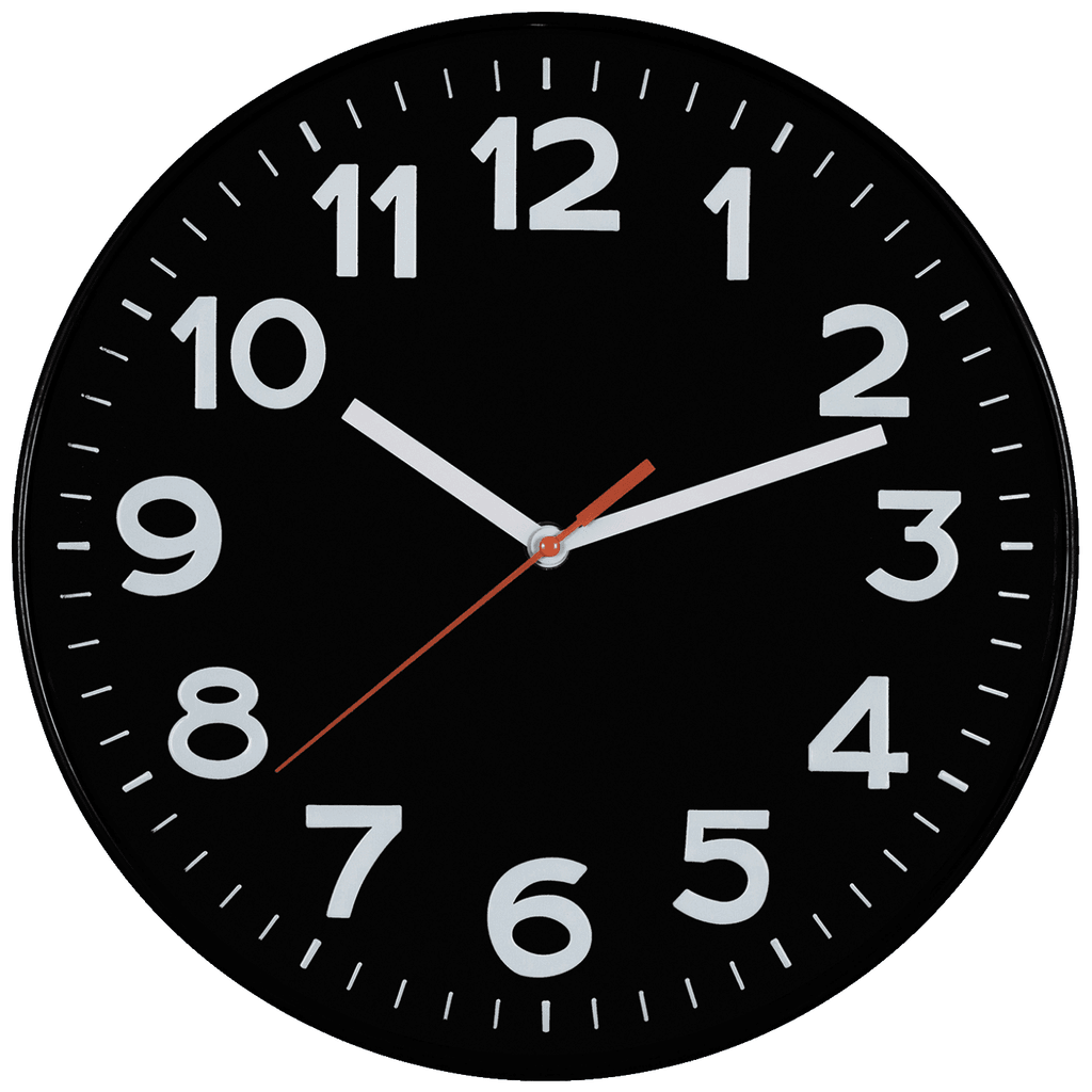 Home Zidni sat, staklena prednja strana, 1 x AA baterija, 300 mm, AWC300BK, Crni