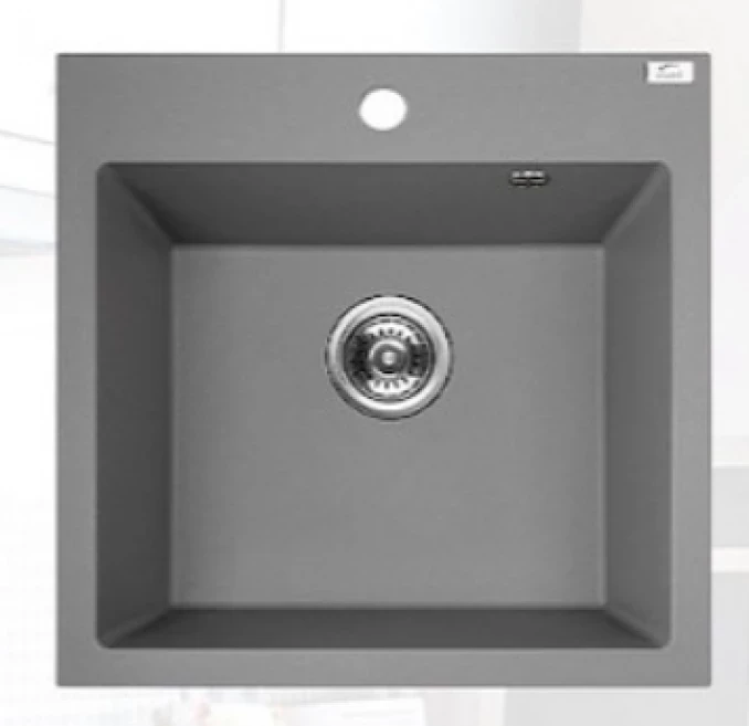 LAVEO ALENA sudoper granitni 49x49cm sa sifonom i posudom sa pola cjediljke SBA-510T