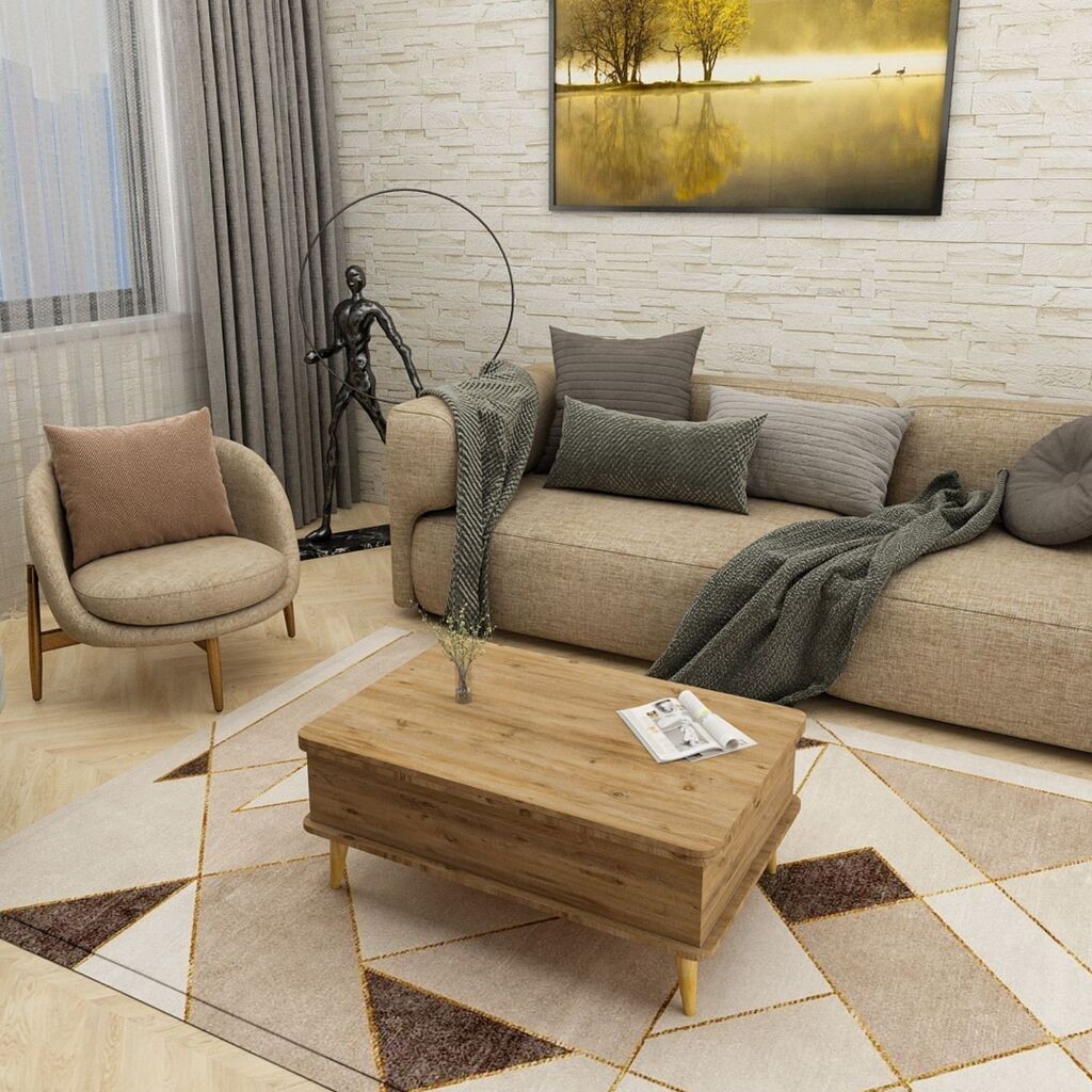 Hanah Home Stol za dnevni boravak Dy Ada 90x38x60 cm, Smeđa