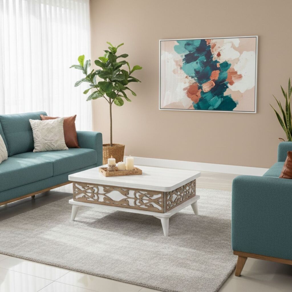 Hanah Home Stol za dnevni boravak Ada 90x38x60 cm, Bijela