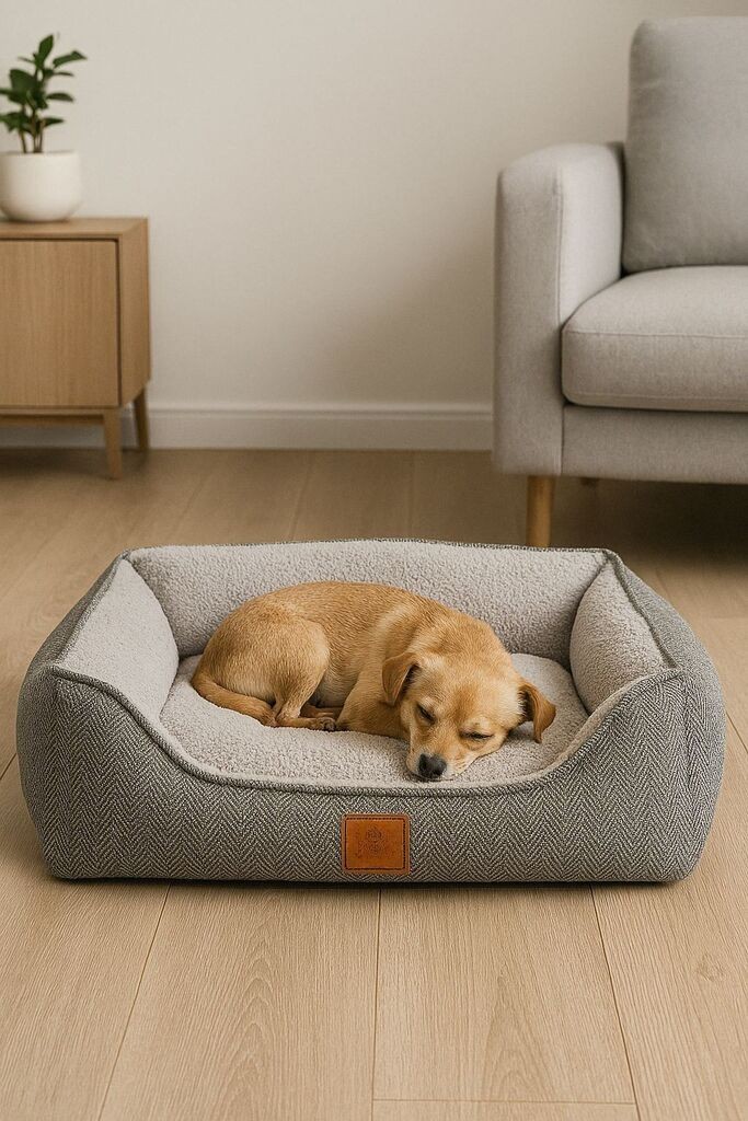 Krevet za kućne ljubimce Paws & Whiskers Zeus, 60x40x15 cm, sivi