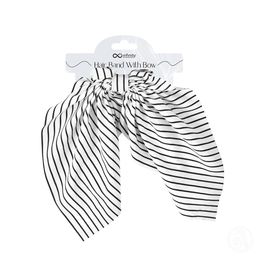 Infinity Gumica Za Kosu Sa Mašnom INF069, Tufne,BIjelo-crna