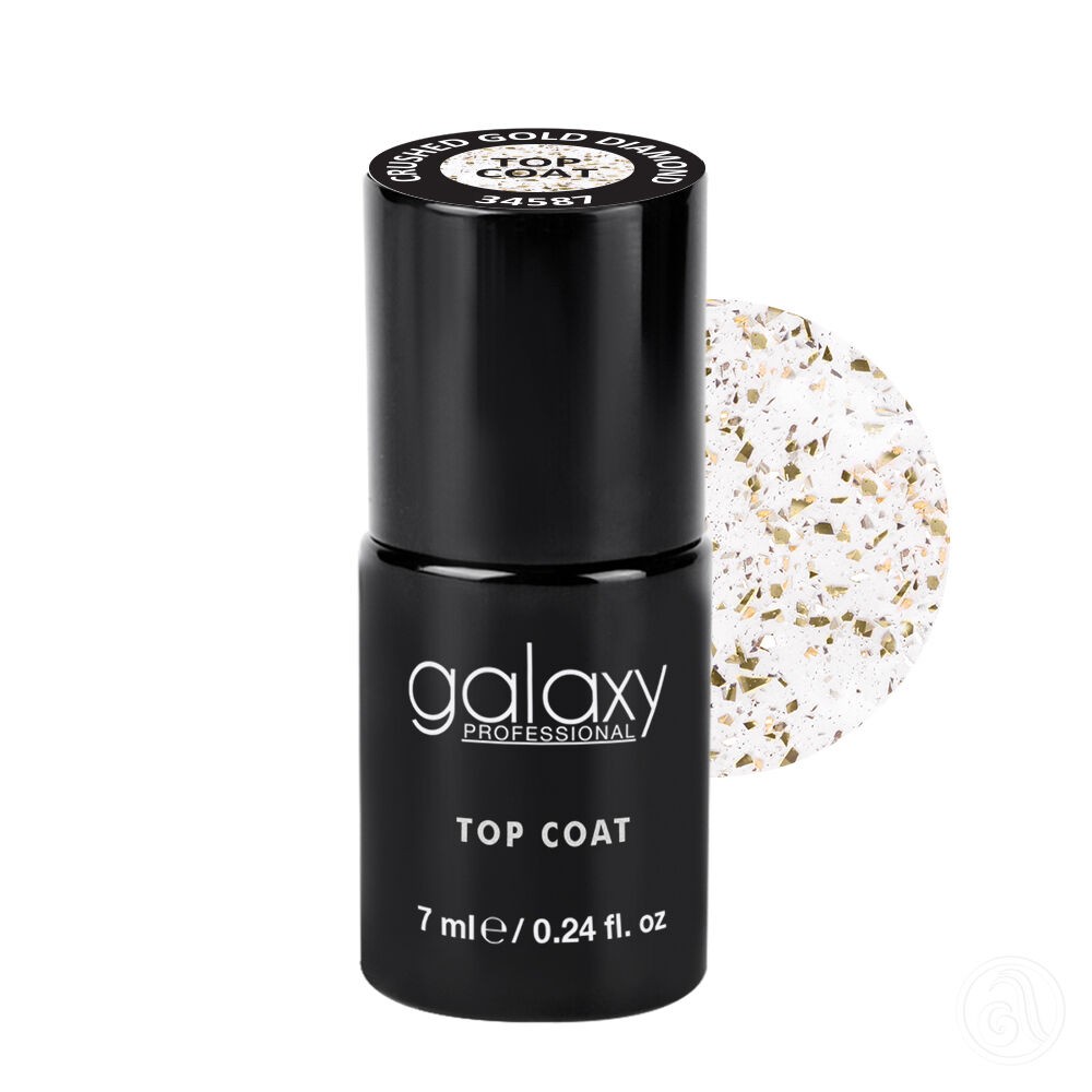 Galaxy UV/LED No Cleanse Top Coat, 7ml Crushed, Gold Diamond