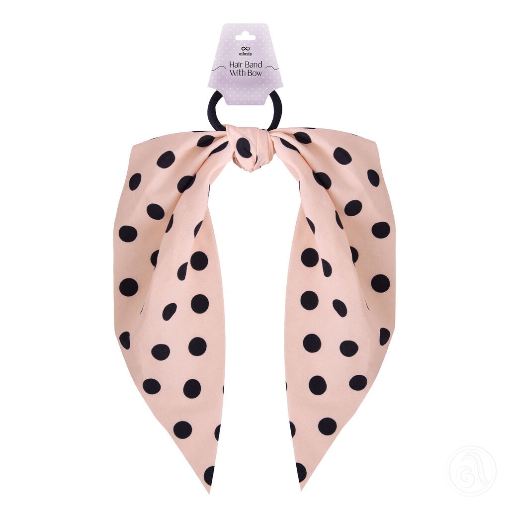 Infinity Gumica Za Kosu Sa Mašnom INF054,Crno-bež