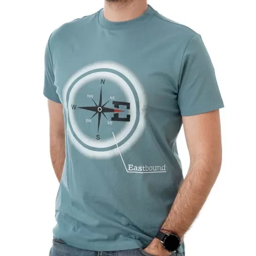 Muška majica s natpisom Eastbound Compass, petrolej