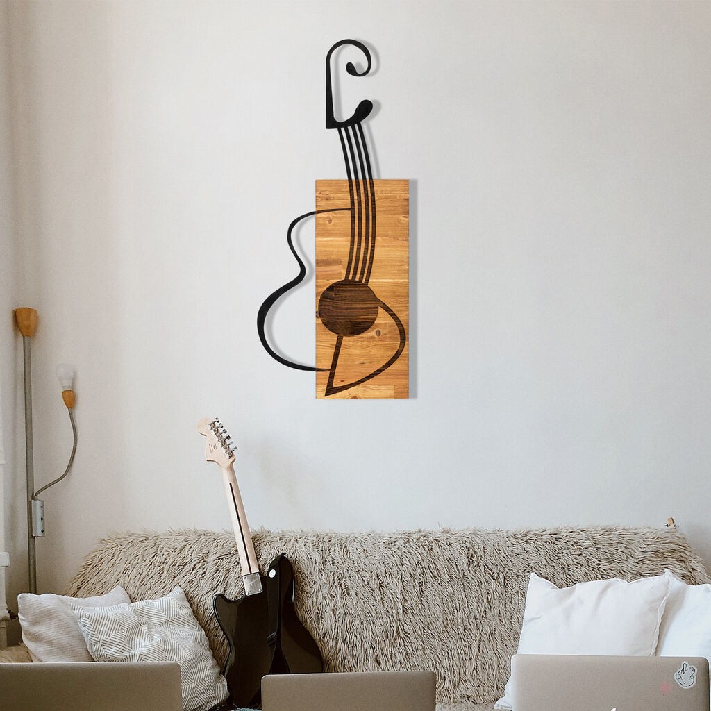 Wallity Zidna dekoracija Gitara, 39x13 cm, Smeđa