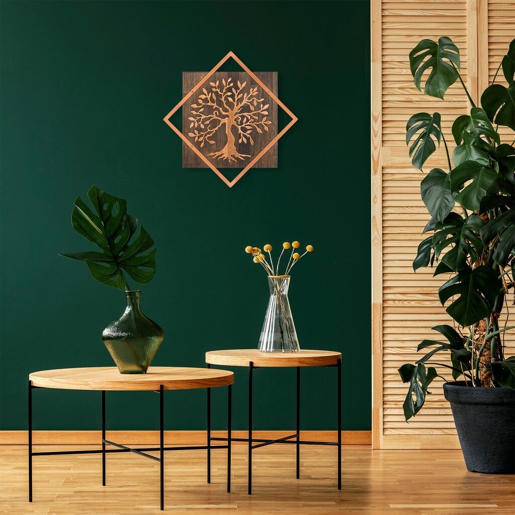 Wallity Zidna dekoracija Drvo v2, 54x54 cm, Smeđa boja