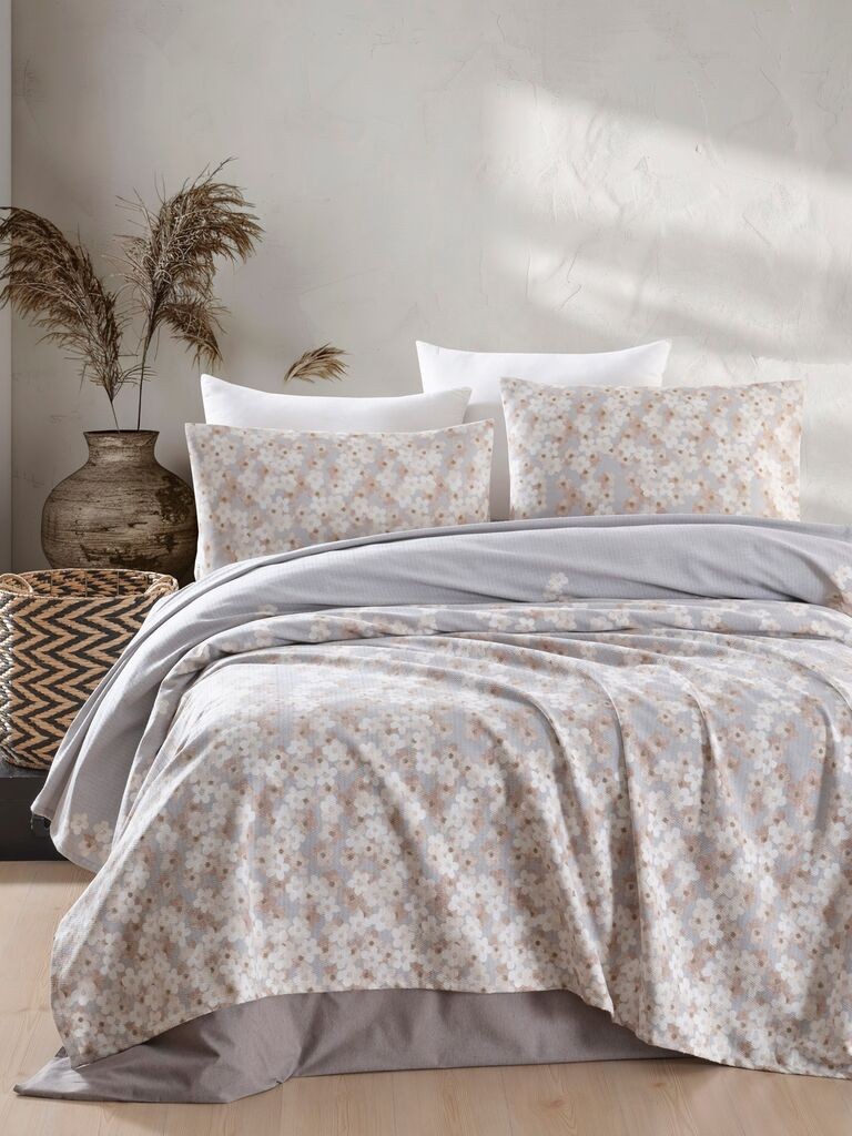 L'essentiel Maison set jednostruki prekrivač Piti Yaprak, 160x235cm, siva