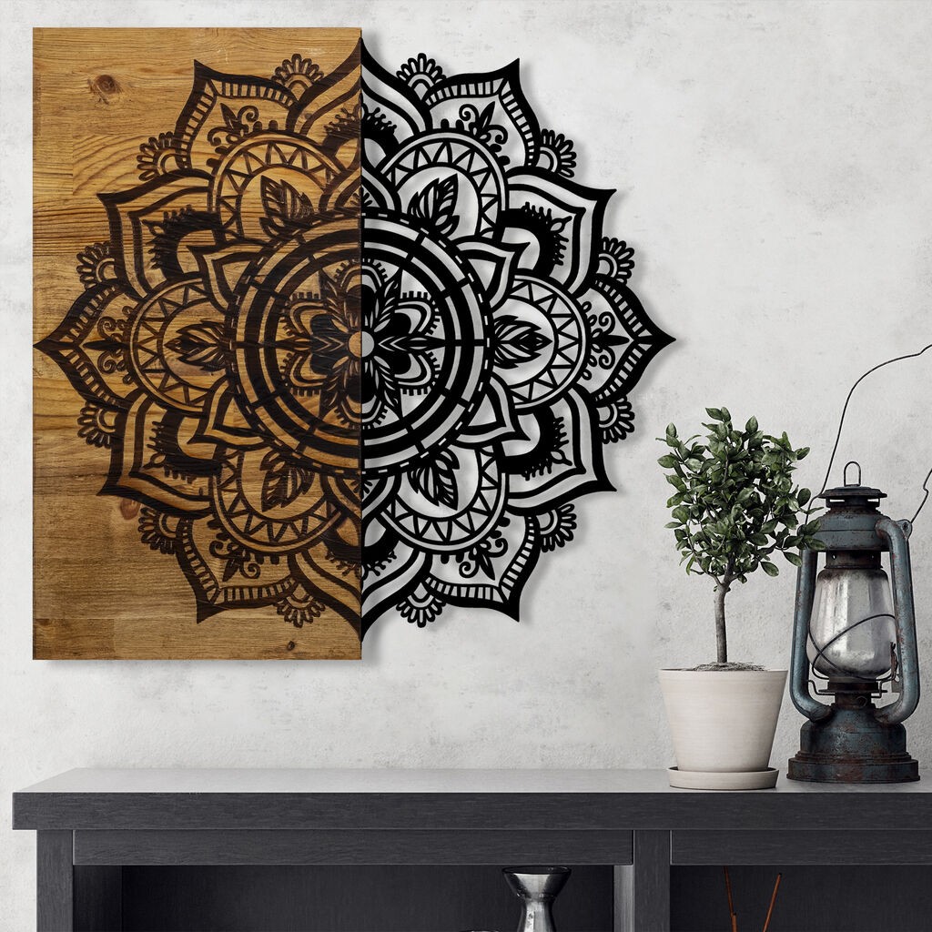 Wallity Zidna dekoracija Mandala 6, 59x3x58 cm, Crna
