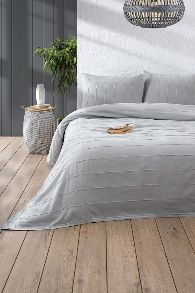 L'essentiel Maison Set Prekrivač za bračni krevet Sedef, 210x220cm, Svijetlosiva