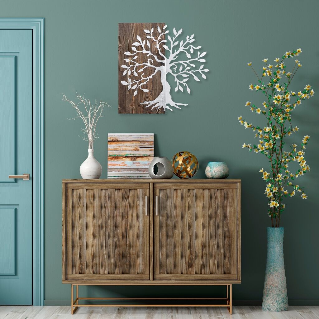 Wallity Zidna dekoracija Drvo, 58x58 cm, srebrna boja