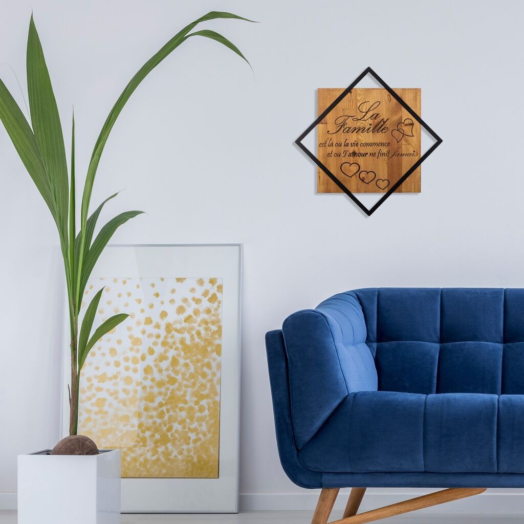 Wallity Zidna dekoracija La Famille, 54x54 cm, Smeđa boja