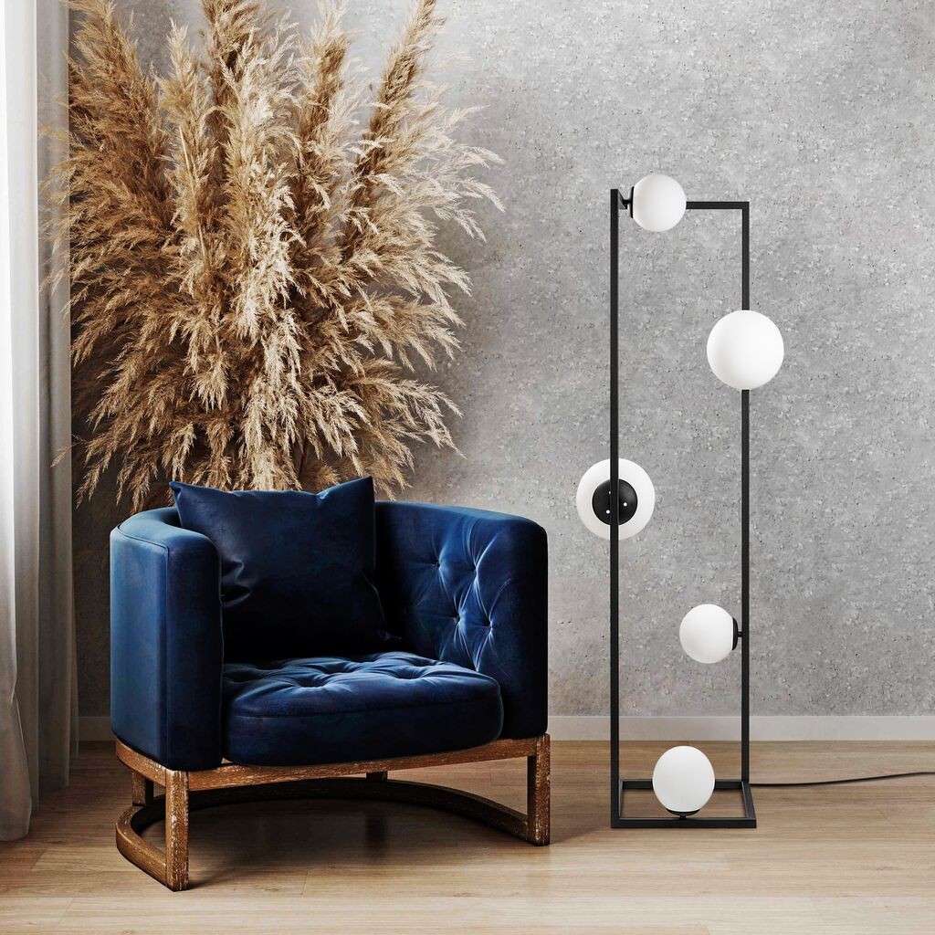 Opviq Podna Lampa Corner 13775, 35 x 35 x 157 cm, 5 S (2xE27 i 3xE14), 250 cm Kabel, Crna