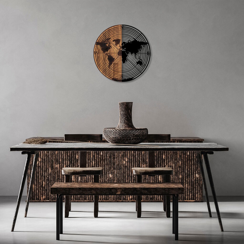 Wallity Zidna dekoracija Mapa svijeta - 321, 56 cm, Crna