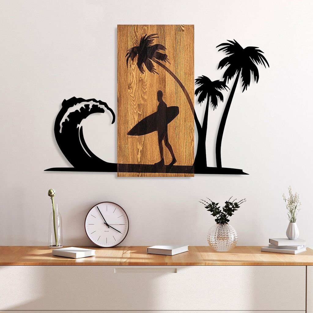 Wallity Zidna dekoracija Surfer Life, 57x84 cm, Crna